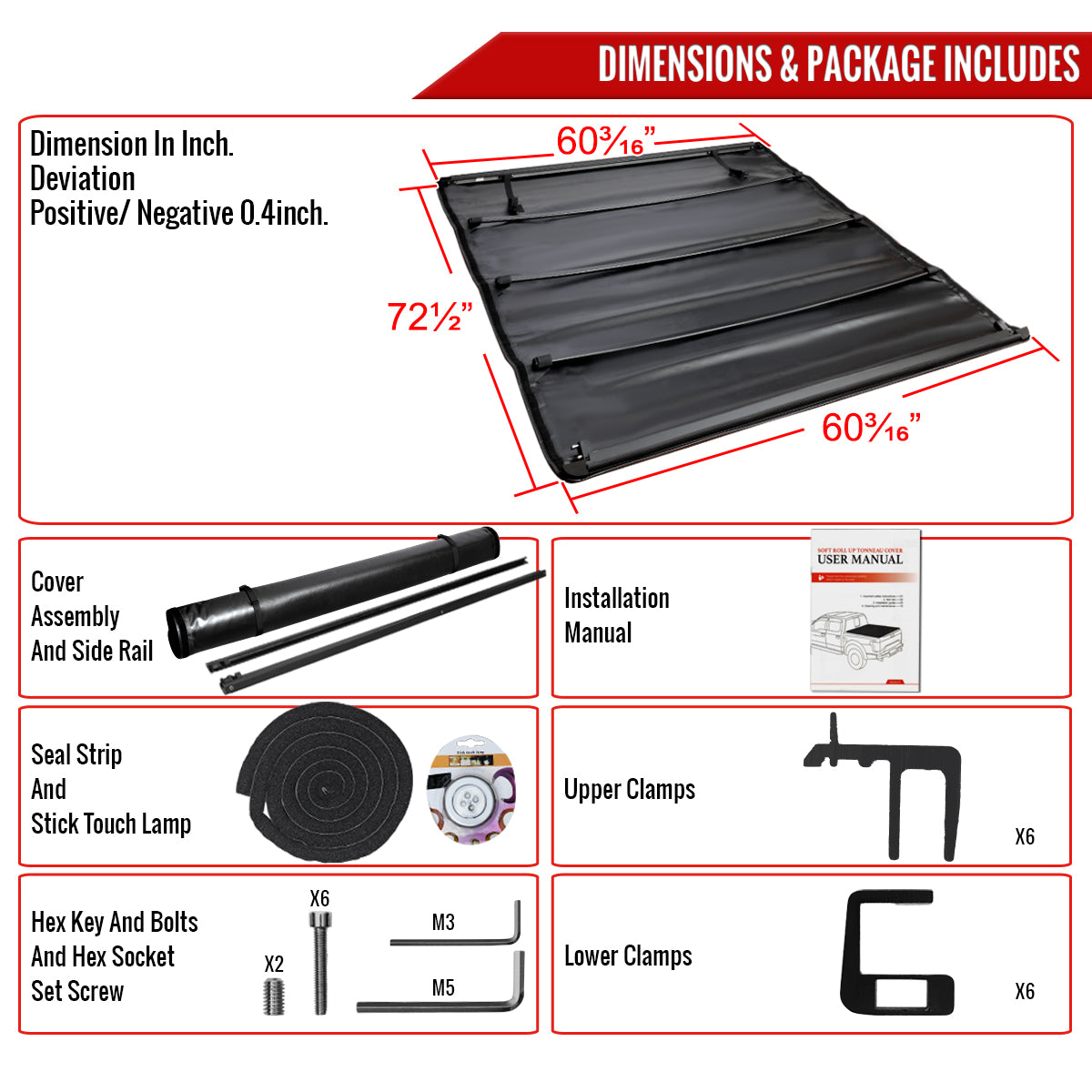 2019-2023 Ford Ranger 6FT Truck Bed Roll Up Vinyl Tonneau Cover