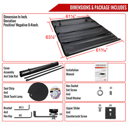 2016-2020 Toyota Tacoma Double Cab 60" Bed Roll Up Vinyl Tonneau Cover