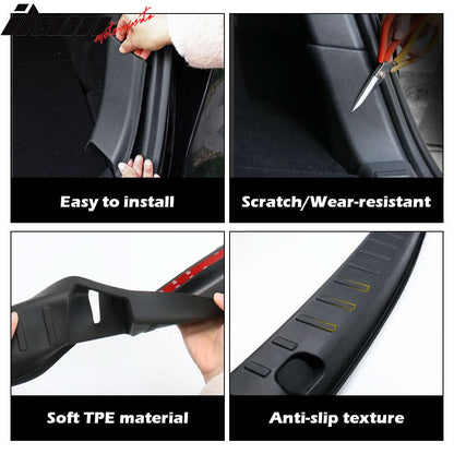 2020-2023 Tesla Model Y Black Rear Trunk Bumper Sill Guard TPE + PP