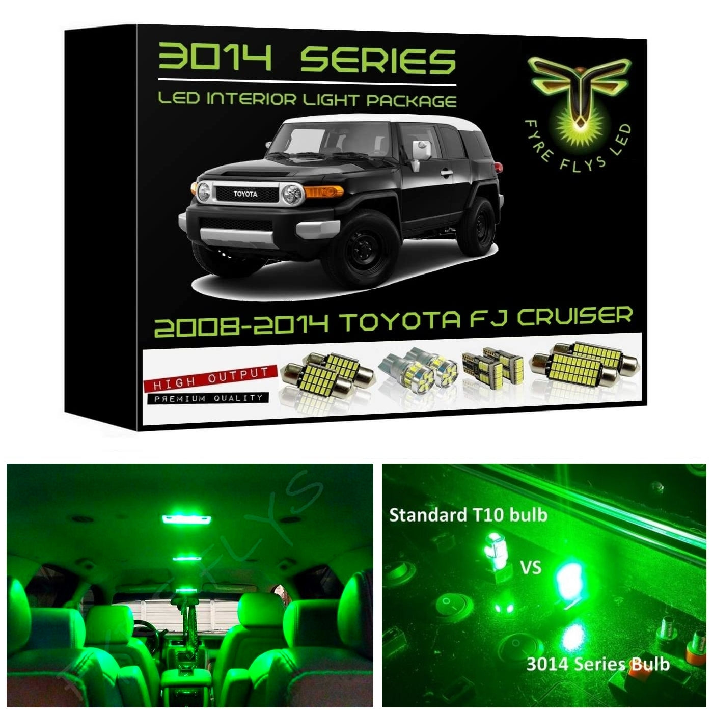 2007-2014 Toyota FJ Cruiser Super Bright 3014 Series LED interior light kit