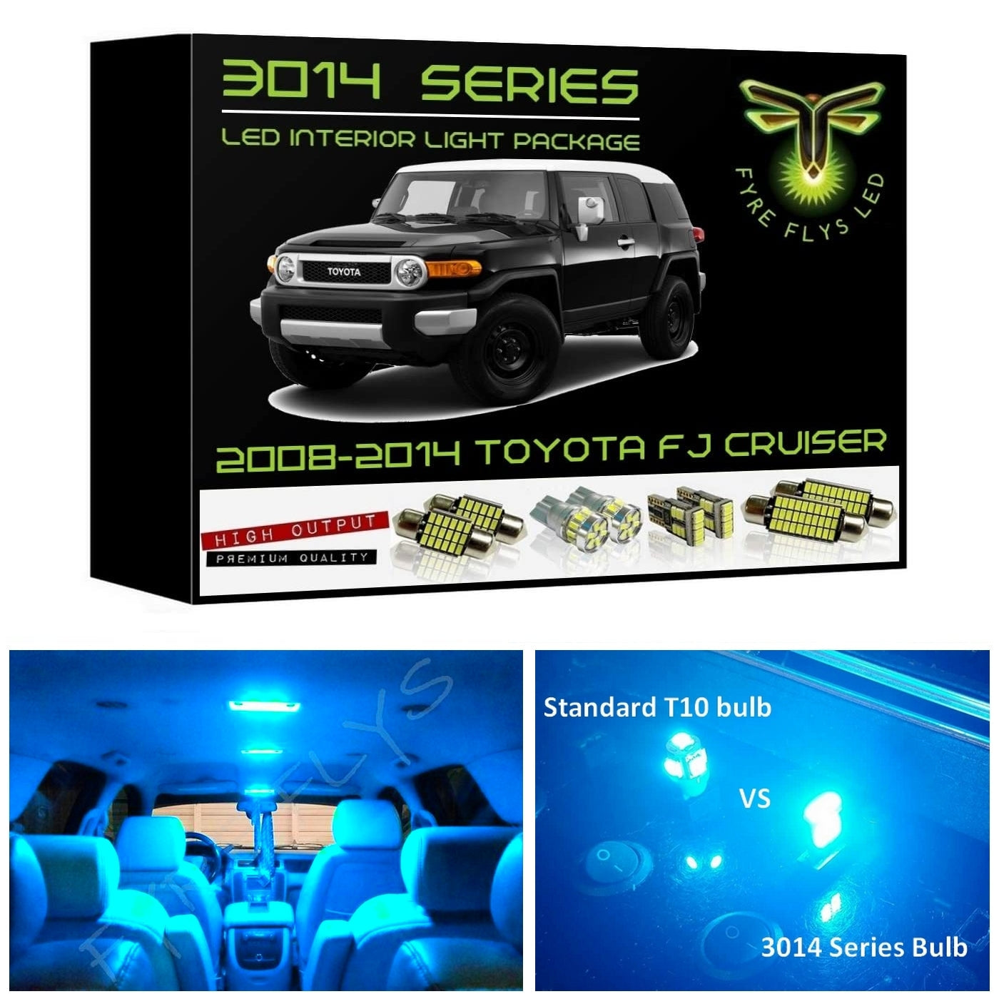 2007-2014 Toyota FJ Cruiser Super Bright 3014 Series LED interior light kit