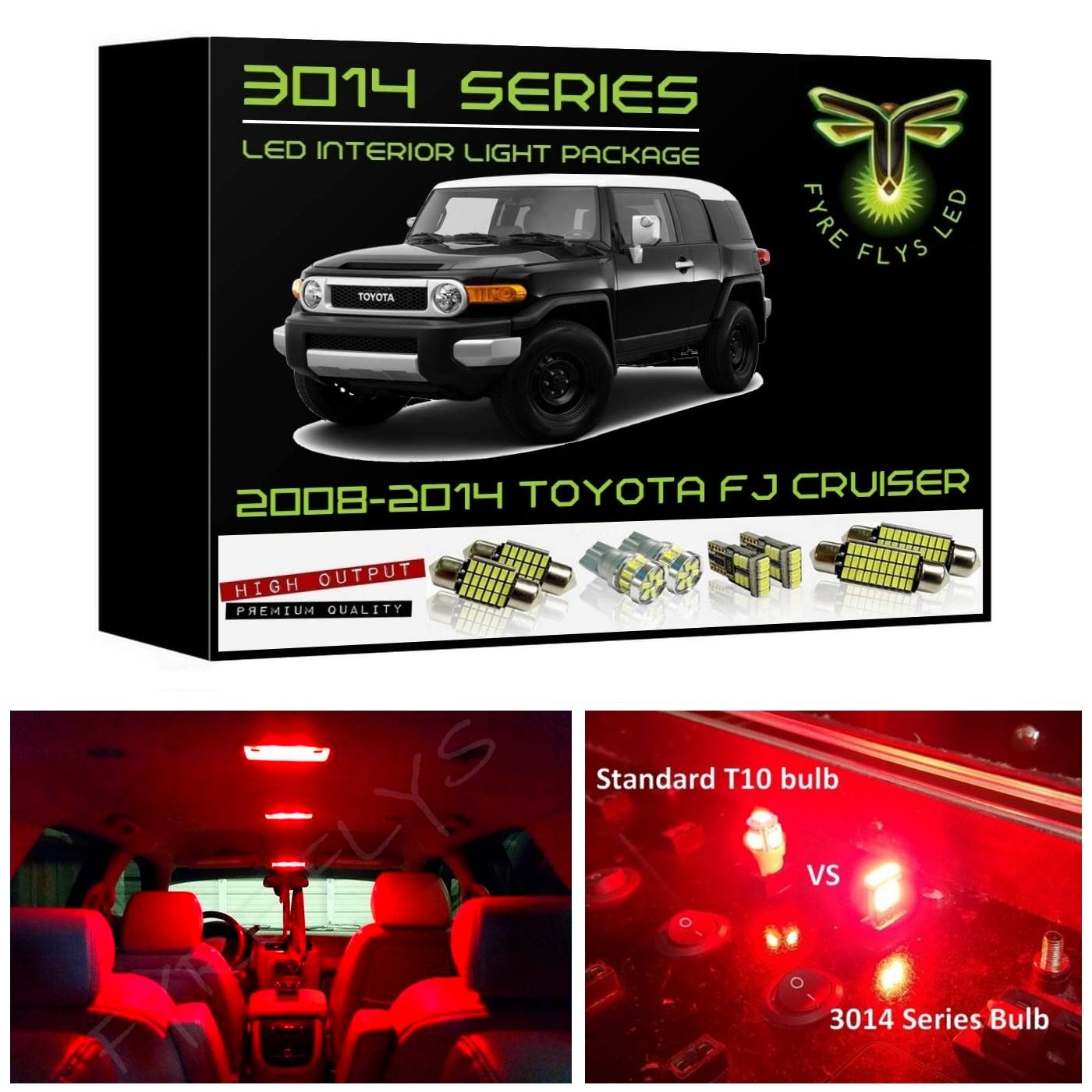 2007-2014 Toyota FJ Cruiser Super Bright 3014 Series LED interior light kit