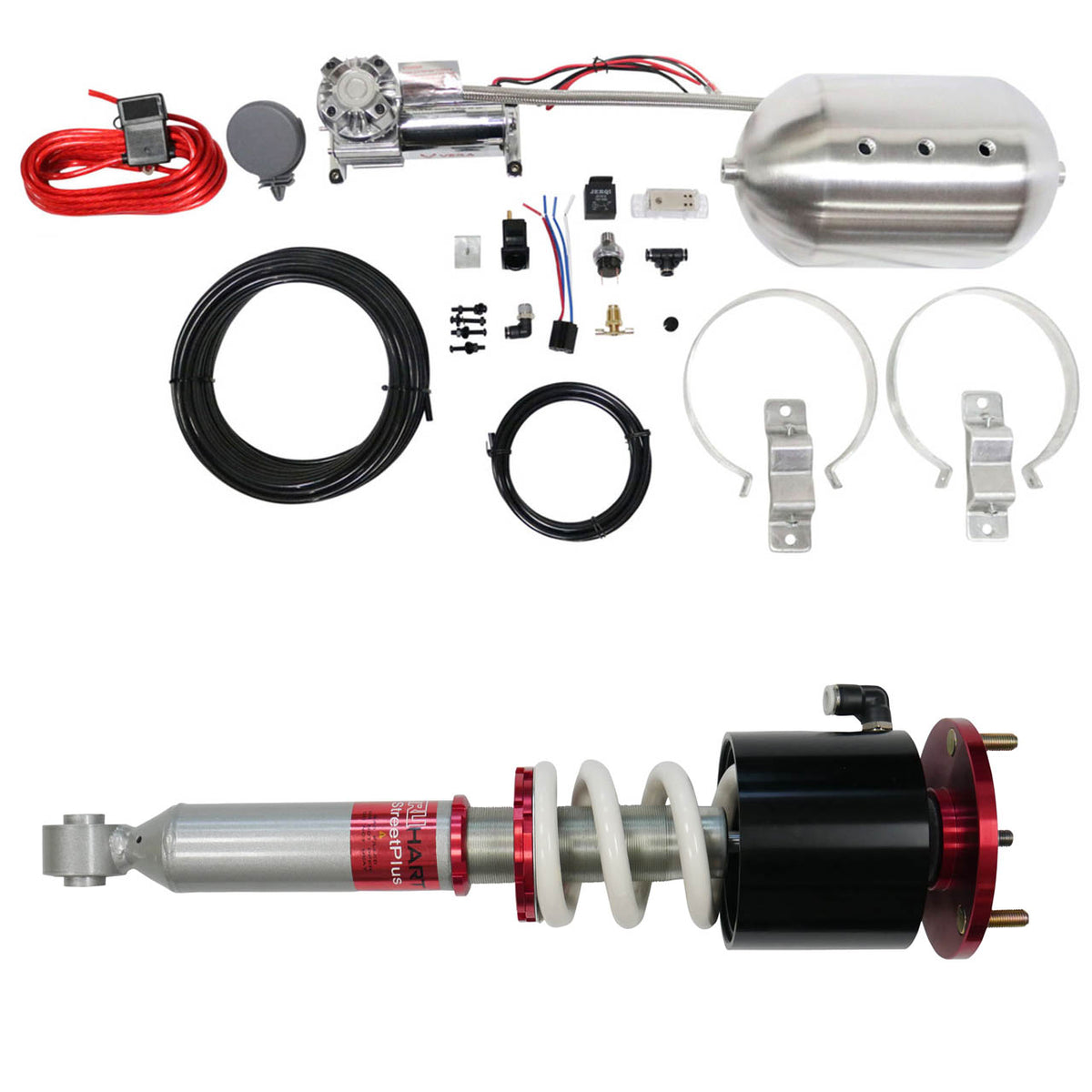 StreetPlus Coilovers w/ Front Air Cups Plus Silver Management For 02-06 Nissan Altima 04-08 Nissan Maxima TruHart Free Shipping (Lower 48)