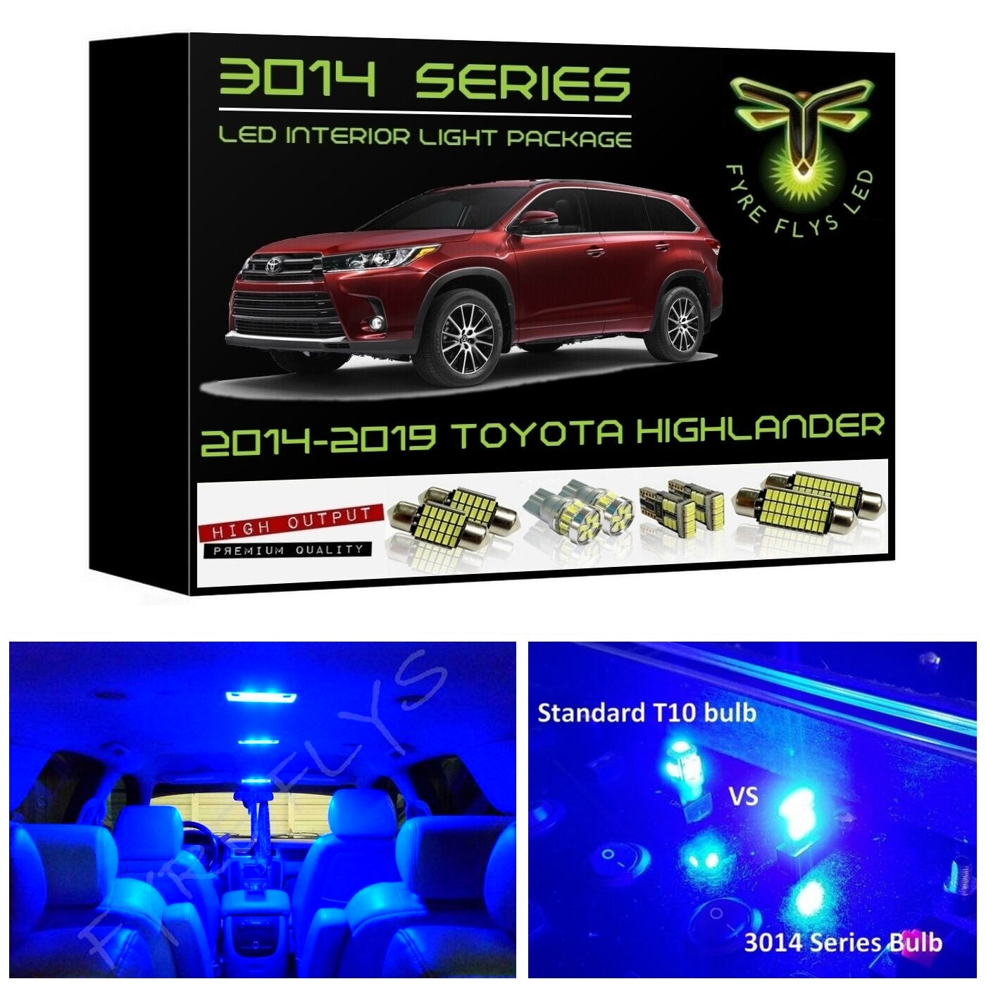2014-2019 Toyota Highlander Super Bright 3014 Series LED interior light kit
