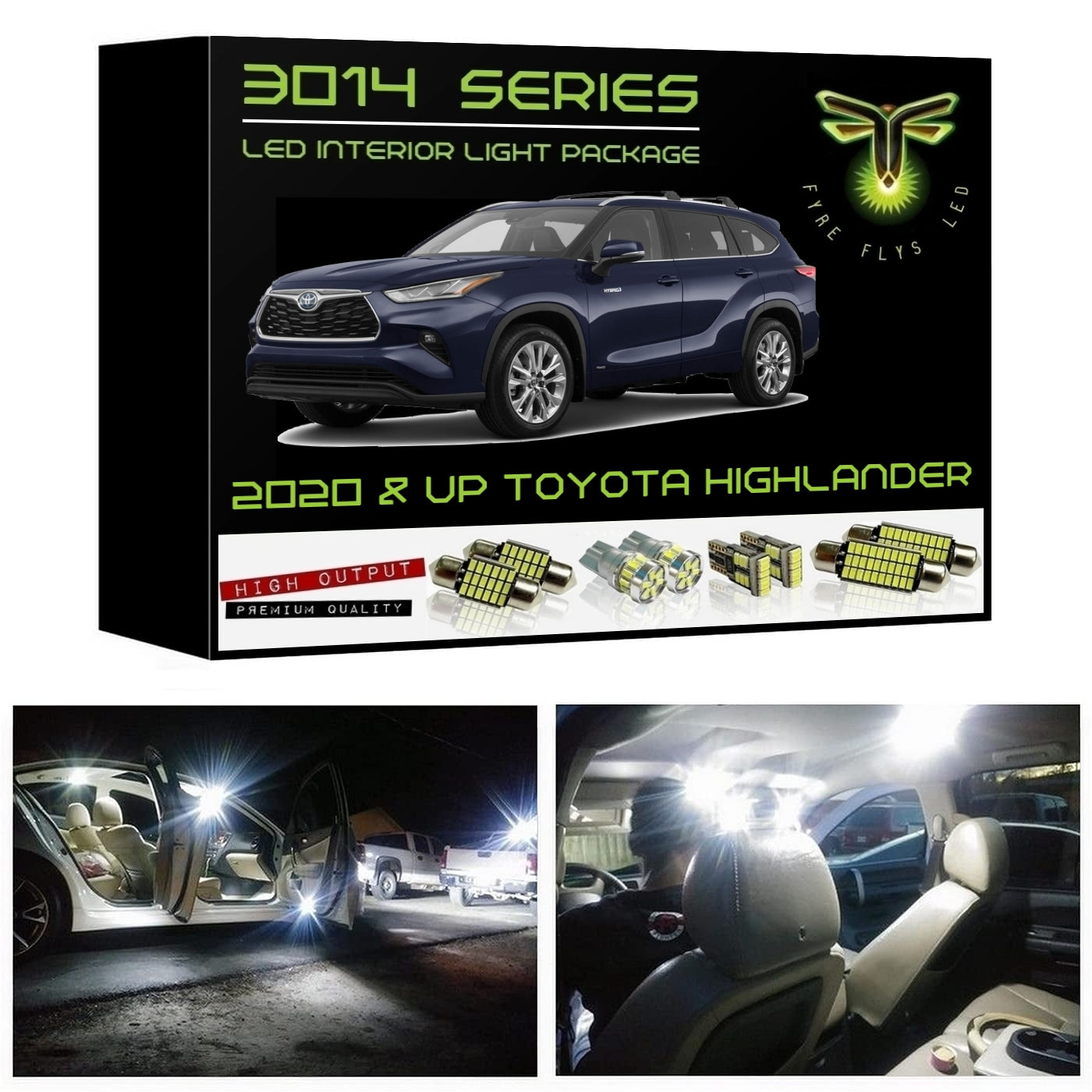 2020-2025 Toyota Highlander Super Bright 3014 Series LED interior light kit