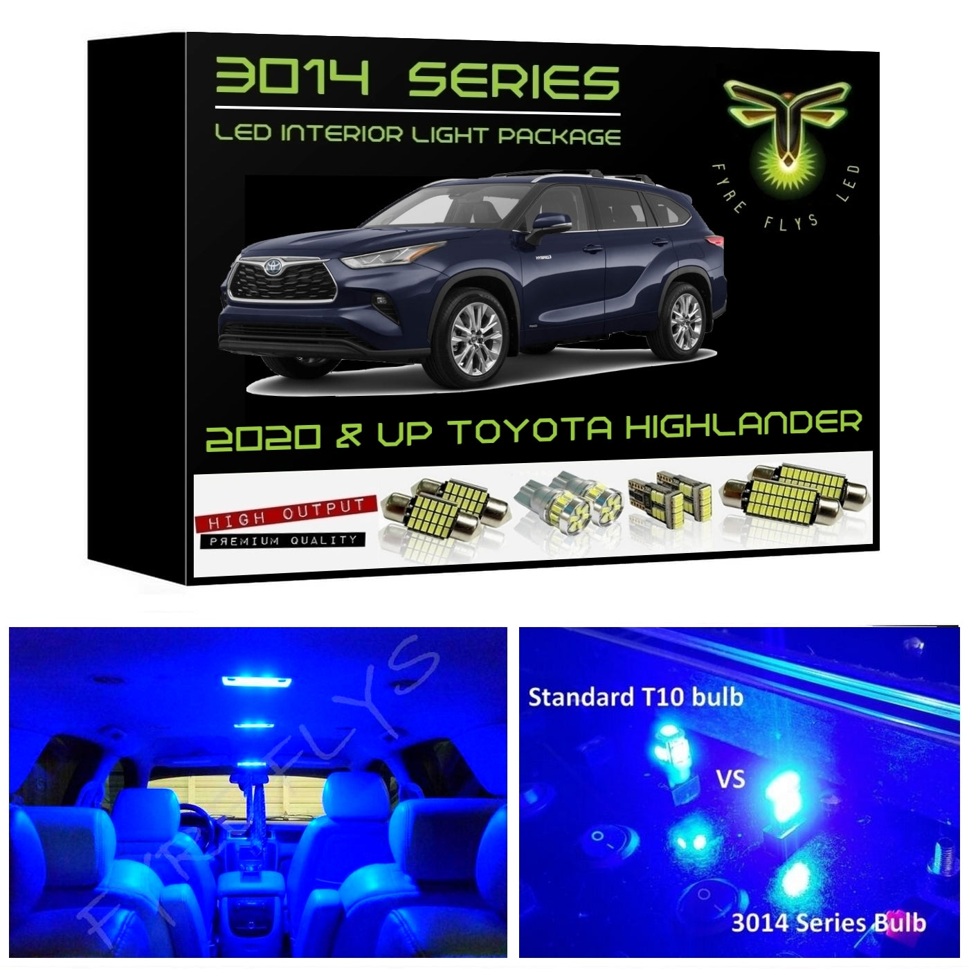 2020-2025 Toyota Highlander Super Bright 3014 Series LED interior light kit