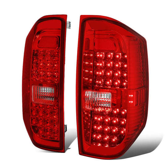2014-2018 Toyota Tundra Full LED Tail Lights - Chrome/Red