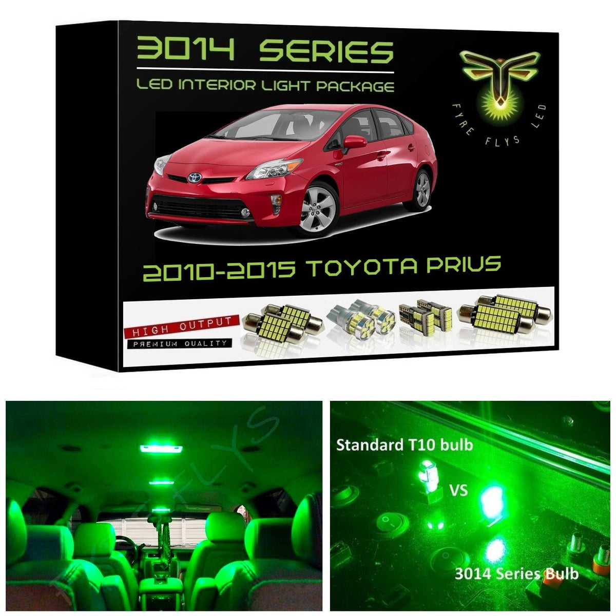 2010-2015 Toyota Prius Super Bright 3014 Series LED interior light kit