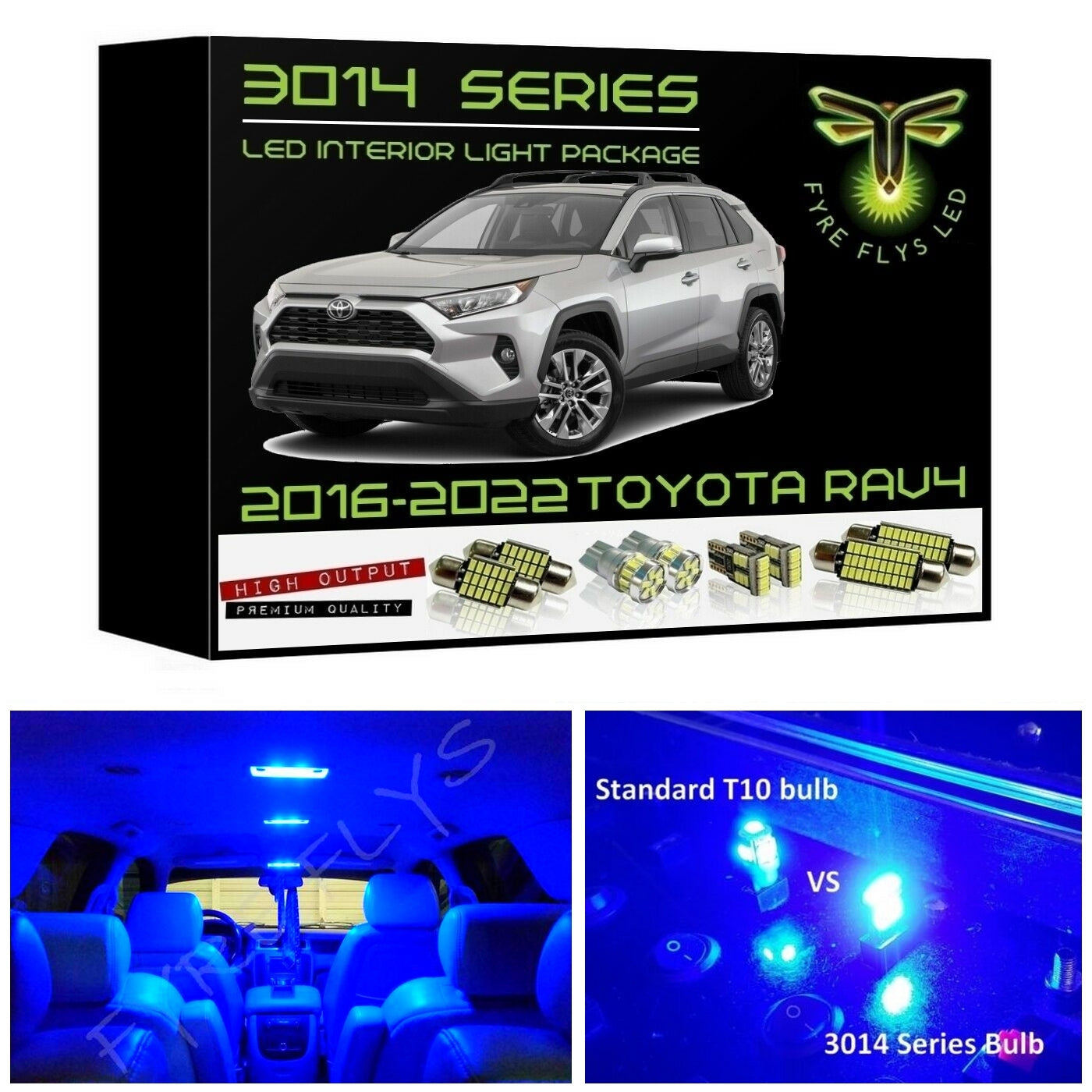 2016-2022 Toyota RAV4 Super Bright 3014 Series LED interior light kit