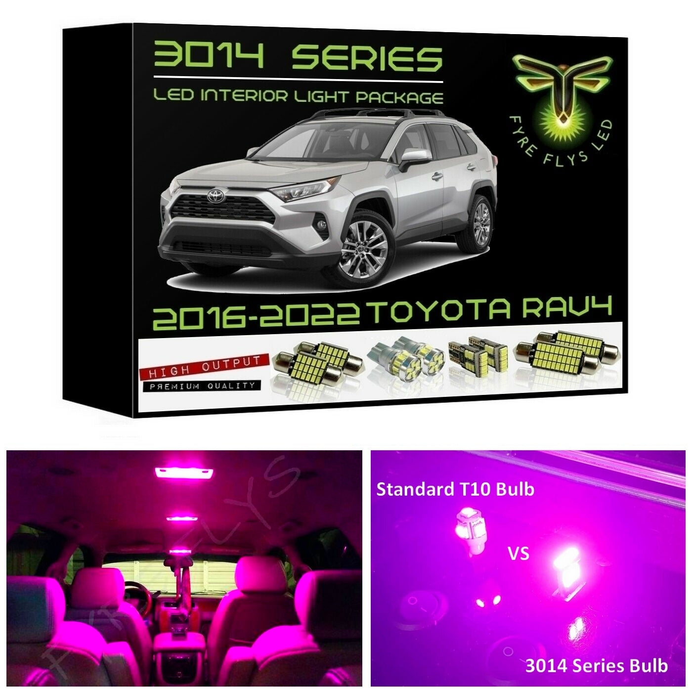 2016-2022 Toyota RAV4 Super Bright 3014 Series LED interior light kit