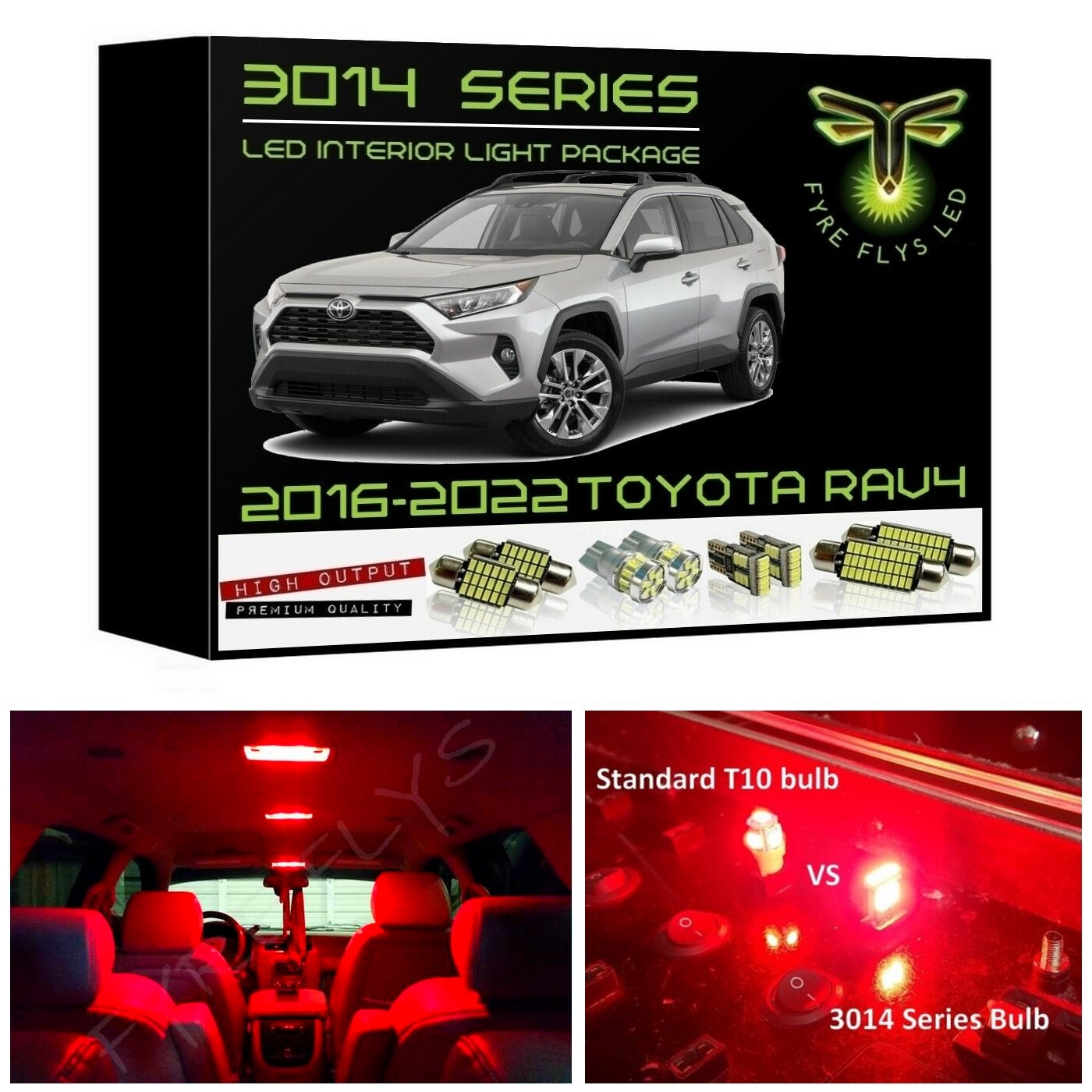 2016-2022 Toyota RAV4 Super Bright 3014 Series LED interior light kit
