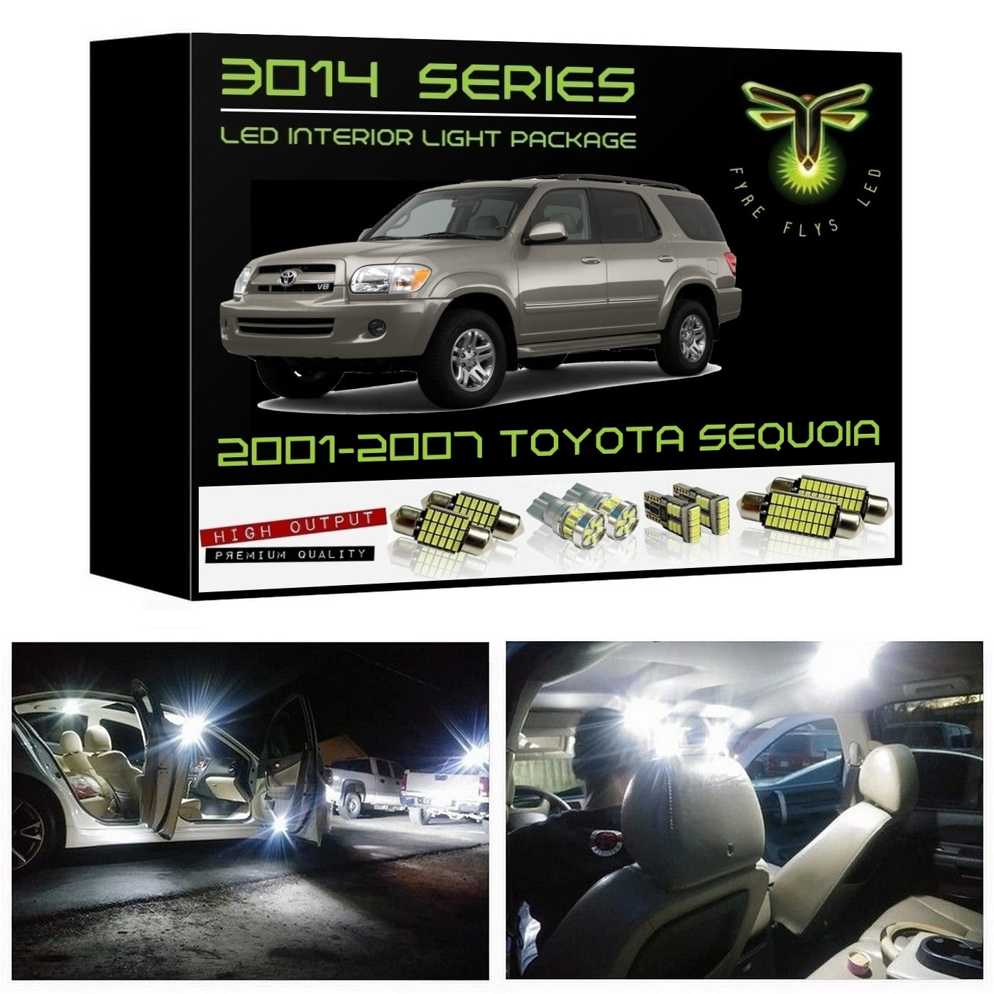 2001-2007 Toyota Sequoia Super Bright 3014 Series LED interior light kit