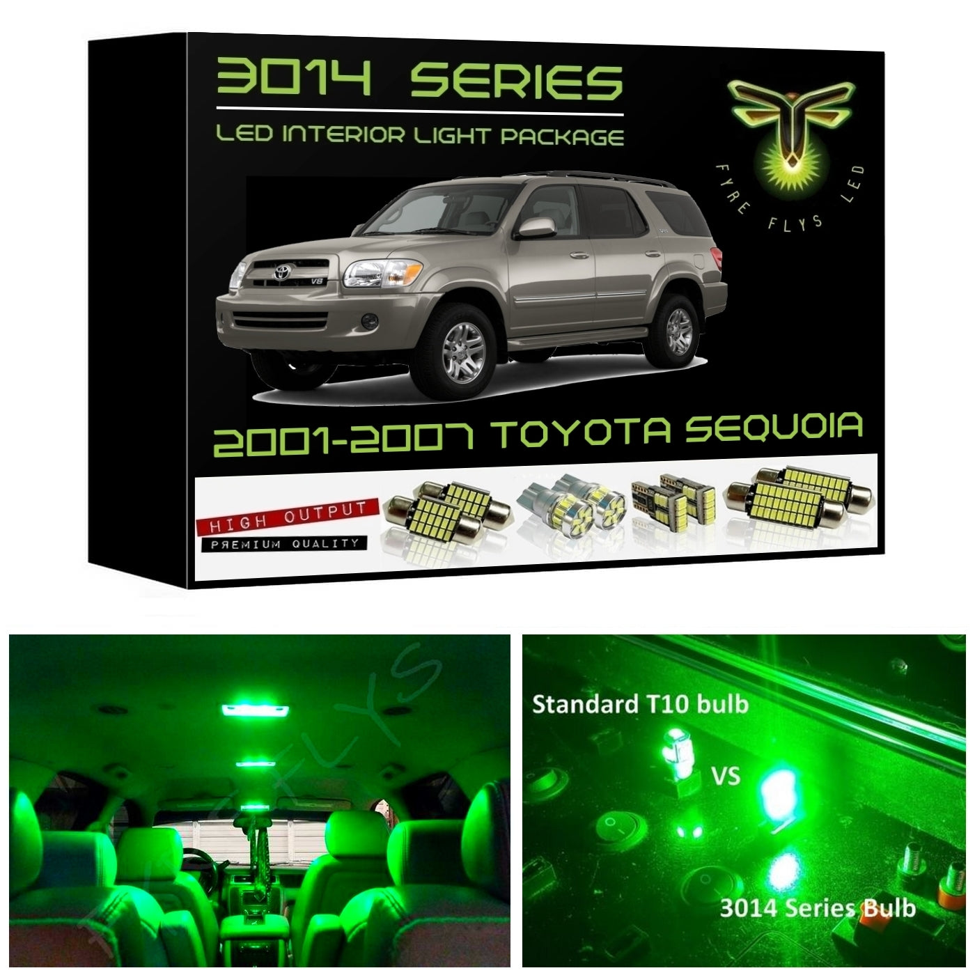2001-2007 Toyota Sequoia Super Bright 3014 Series LED interior light kit