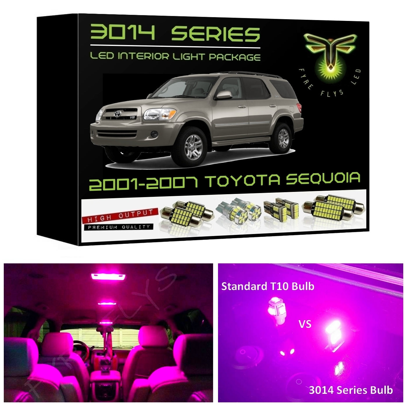 2001-2007 Toyota Sequoia Super Bright 3014 Series LED interior light kit