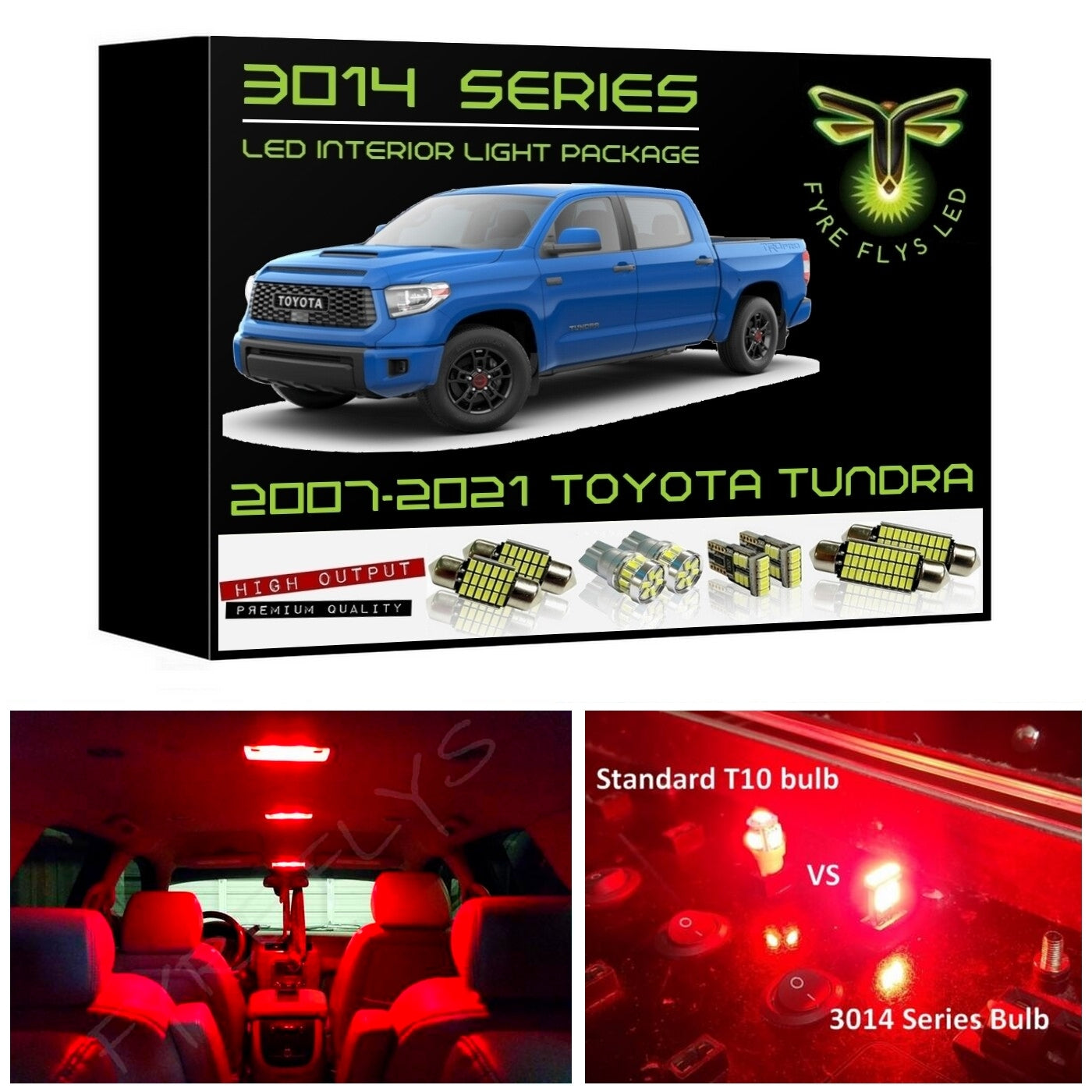 2007-2021 Toyota Tundra Super Bright 3014 Series LED interior light kit