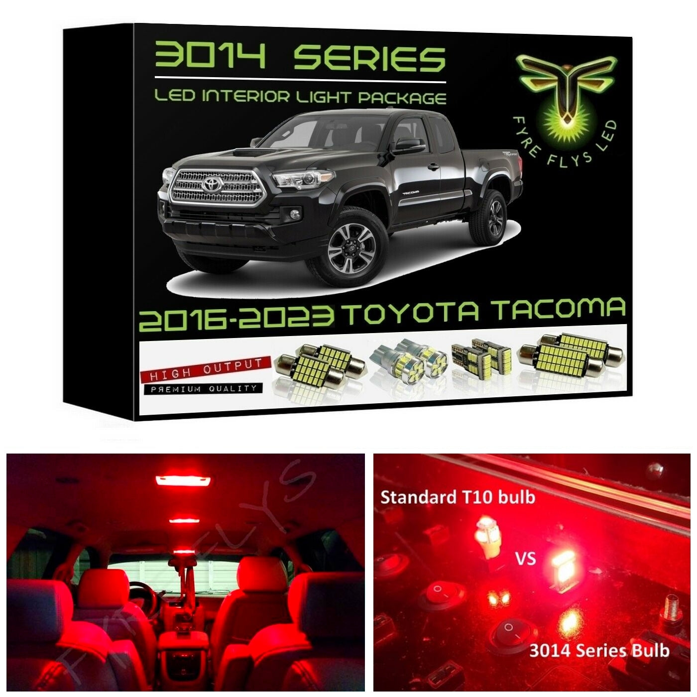 2016-2023 Toyota Tacoma Super Bright 3014 Series LED interior light kit