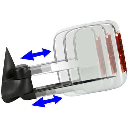 99-06 Chevrolet Silverado GMC Sierra Manual Towing Mirrors Pair Chrome