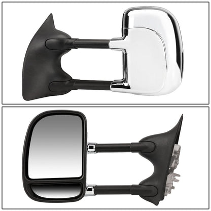 99-07 Ford F-250 F-350 F-450 F-550 Manual Towing Mirrors Chrome Pair