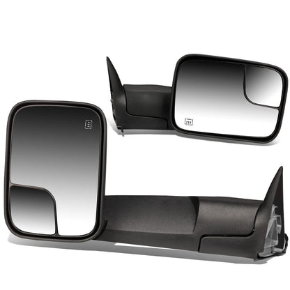 98-02 Dodge Ram Powered Heated Towing Mirrors - Black Pair