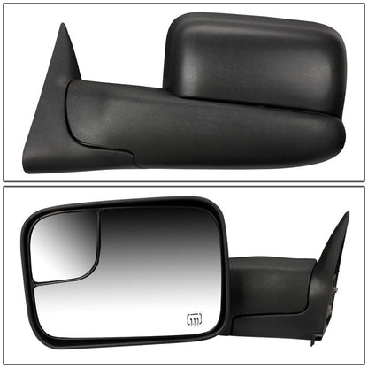 02-09 Dodge Ram 1500/2500/3500 Powered Heated Towing Mirrors Pair Black