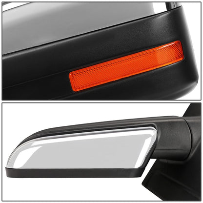 04-14 Ford F-150 Left Towing Mirror Manual LED Amber Signal Chrome