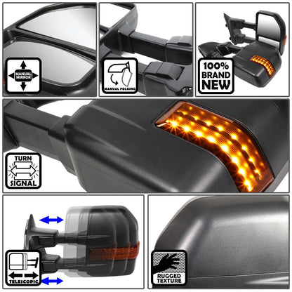 08-16 Ford F-250 F-350 F-450 F-550 Manual Towing Mirrors w/ LED Signal