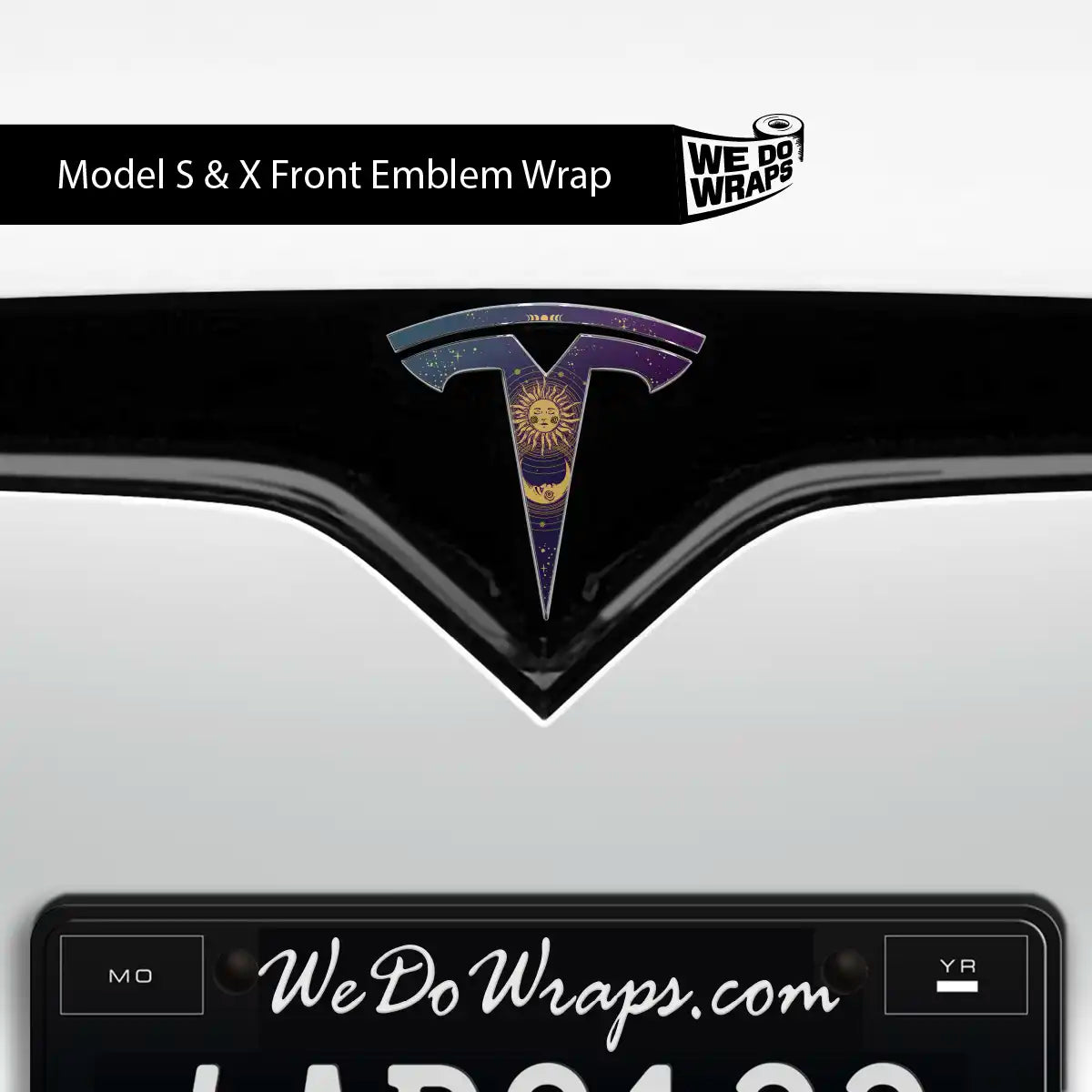 Tarot Sun and Moon Tesla Emblem Decals (Front + Back) | Model X
