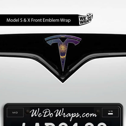 Tarot Sun and Moon Tesla Emblem Decals (Front + Back) | Model X