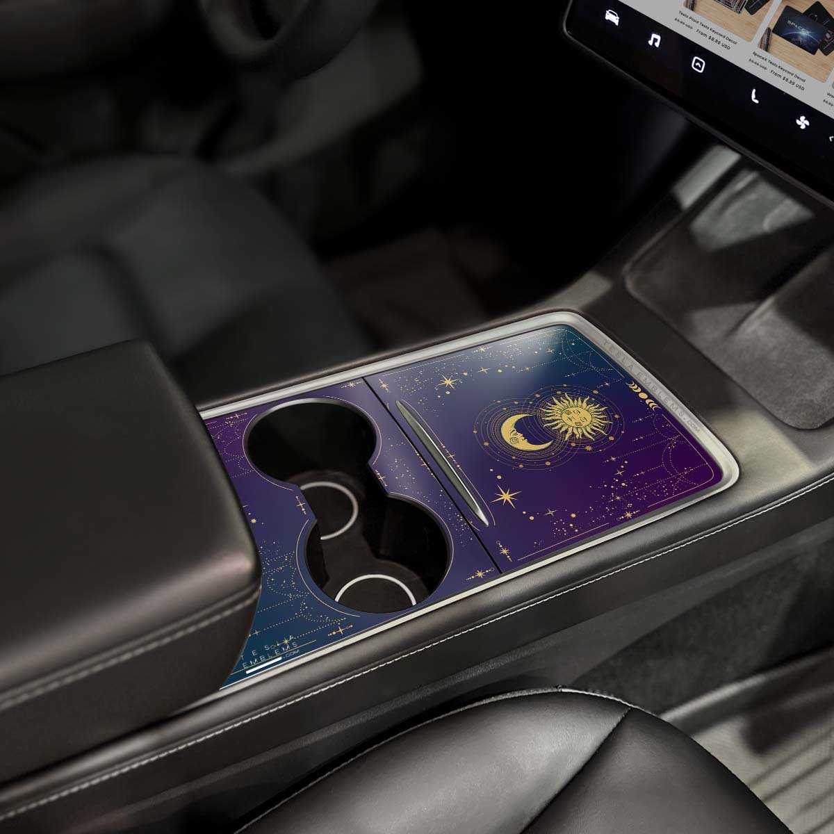 Tarot Sun and Moon | Tesla Center Console Wrap Kit | Model Y '21-25