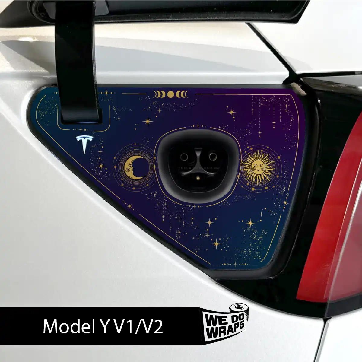 Tarot Sun and Moon Tesla Charge Port Wrap | Model Y