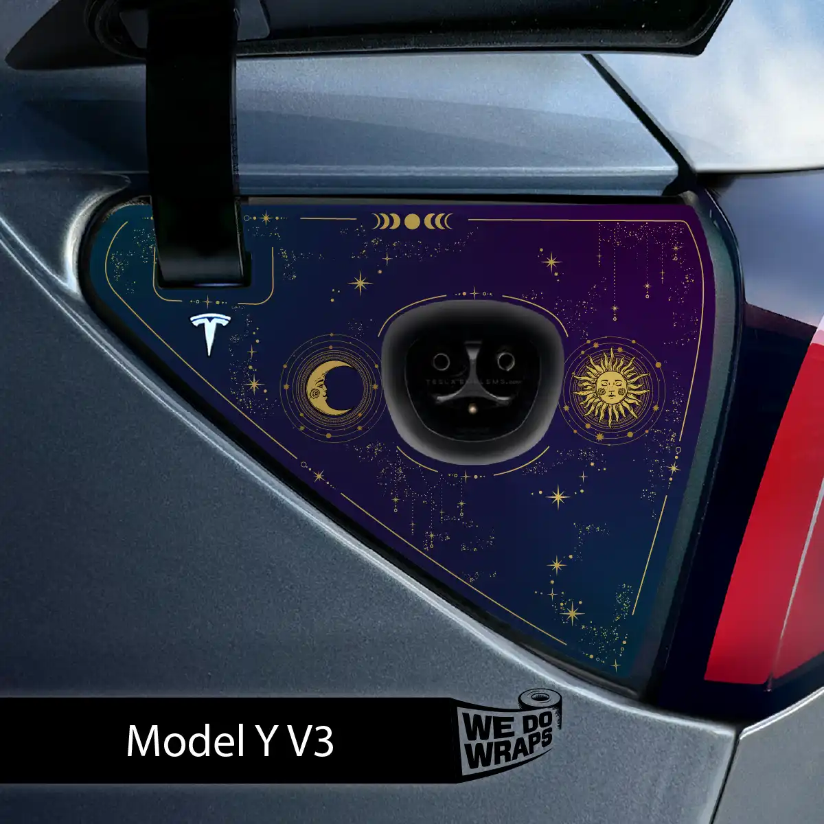 Tarot Sun and Moon Tesla Charge Port Wrap | Model Y
