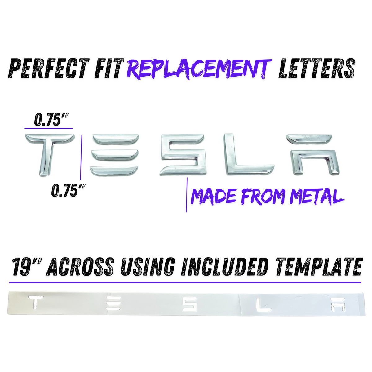 TESLA Letters Emblem - Chrome | Tesla Model Y & Model 3