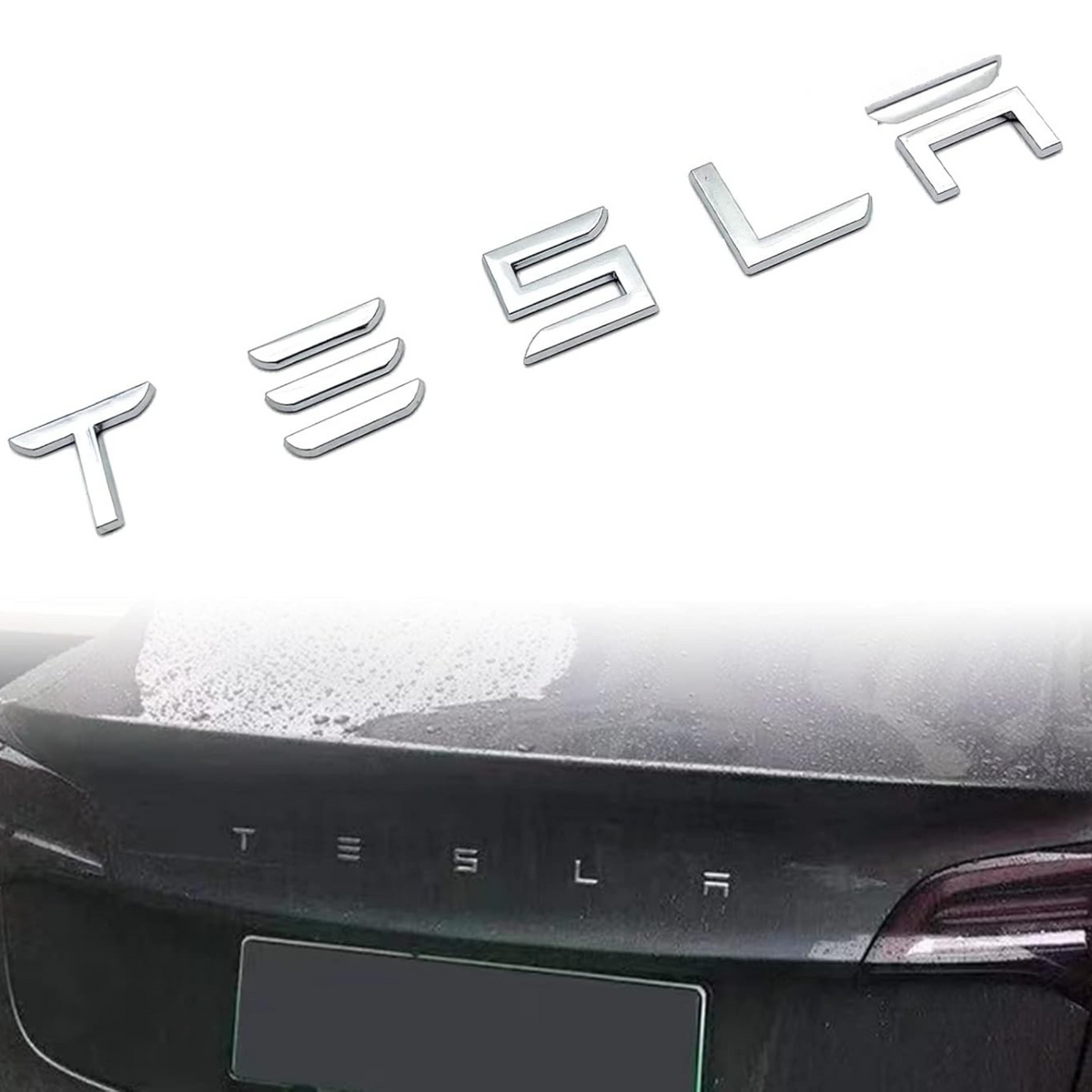 TESLA Letters Emblem - Chrome | Tesla Model Y & Model 3
