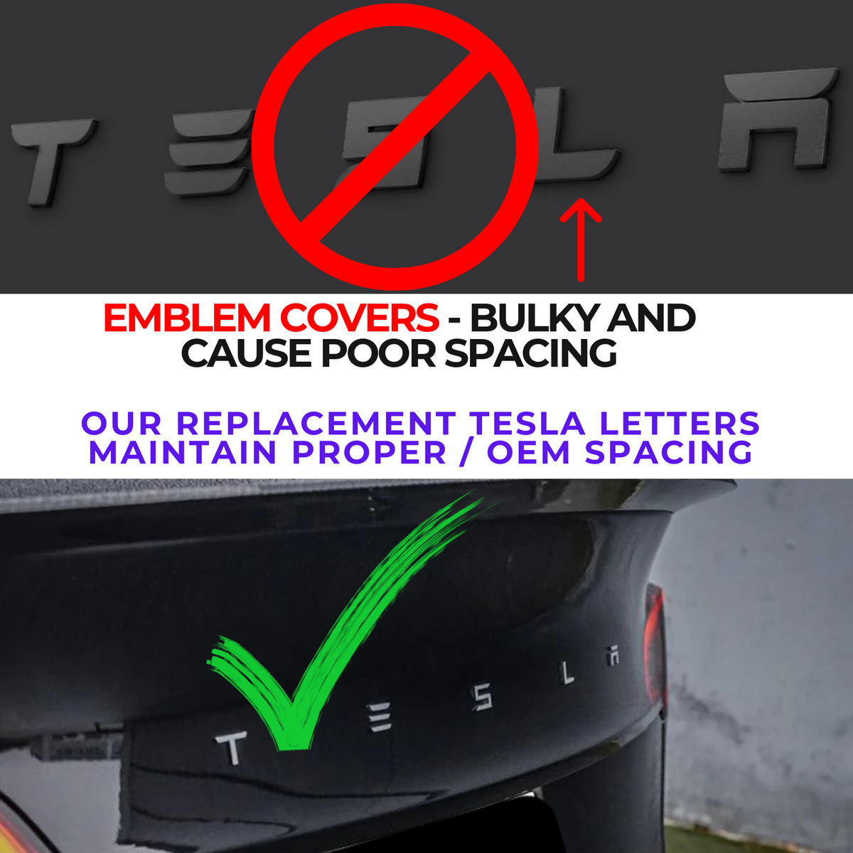 TESLA Letters Emblem - Chrome | Tesla Model Y & Model 3