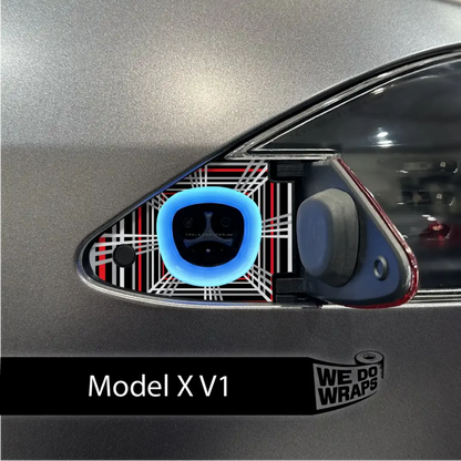 Plaid Performance Mode Tesla Charge Port Wrap | Model X