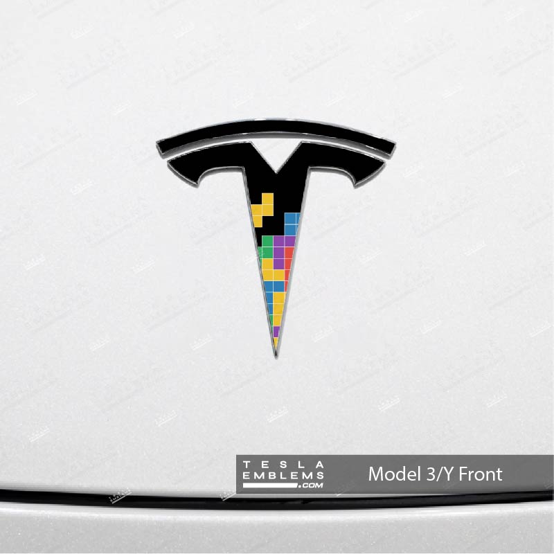 Tetromino Tesla Emblem Decals (Front + Back) | Model 3