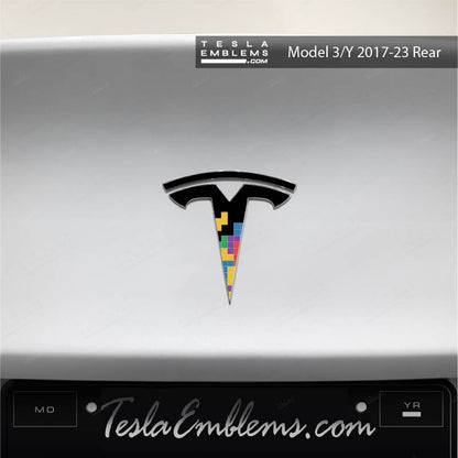 Tetromino Tesla Emblem Decals (Front + Back) | Model 3