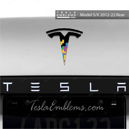 Tetromino Tesla Emblem Decals (Front + Back) | Model X