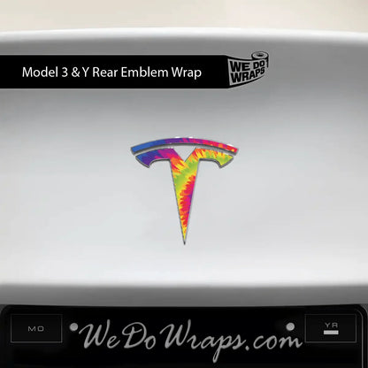 Tie Dye Tesla Emblem Decals (Front + Back) | Model Y
