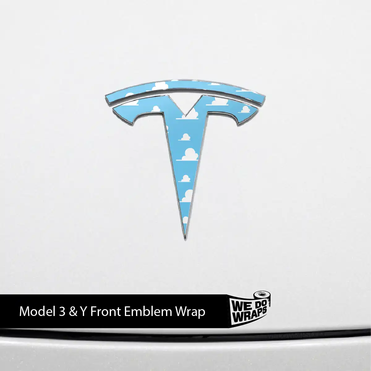 Toy Clouds Tesla Emblem Decals (Front + Back) | Model 3