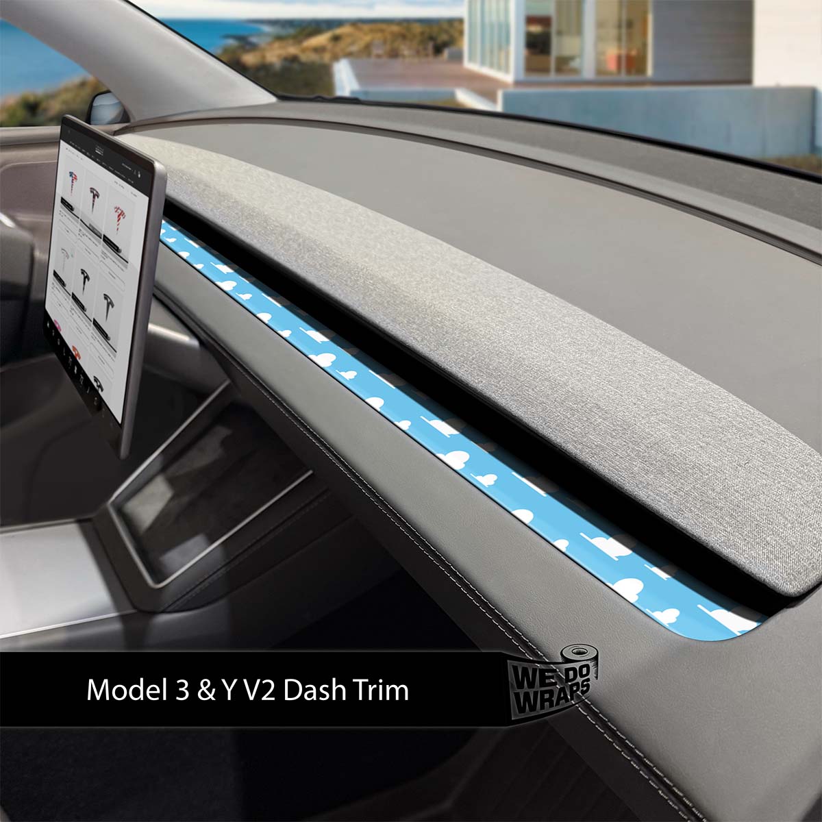 Toy Clouds Tesla Dash Trim Wrap | Model Y 2026