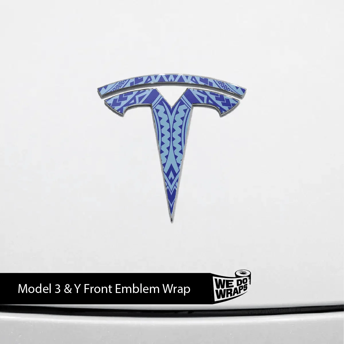 Tatau Tribal Pattern Tesla Emblem Decals (Front + Back) | Model Y