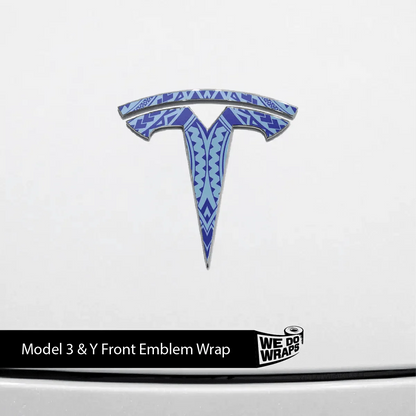 Tatau Tribal Pattern Tesla Emblem Decals (Front + Back) | Model 3