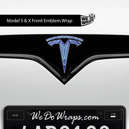 Tatau Tribal Pattern Tesla Emblem Decals (Front + Back) | Model S