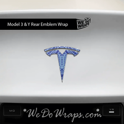 Tatau Tribal Pattern Tesla Emblem Decals (Front + Back) | Model Y