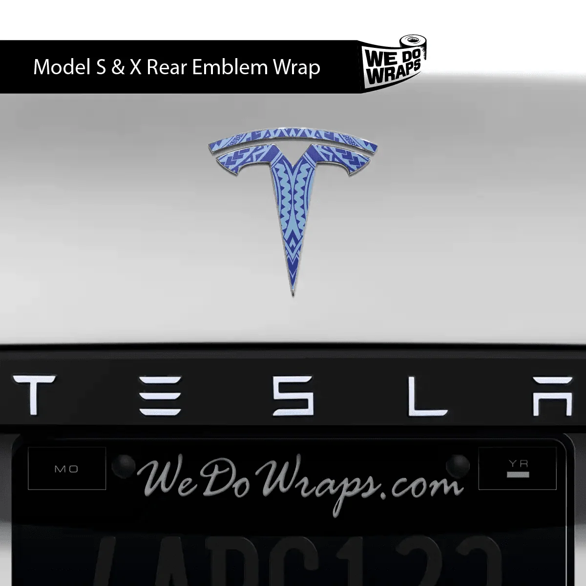 Tatau Tribal Pattern Tesla Emblem Decals (Front + Back) | Model S
