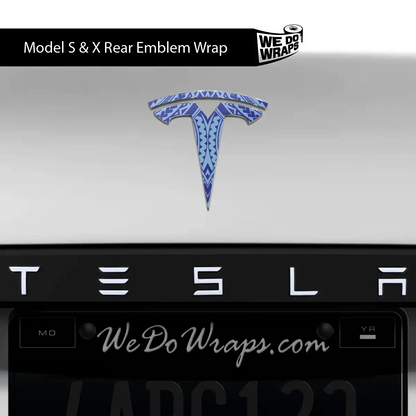 Tatau Tribal Pattern Tesla Emblem Decals (Front + Back) | Model S
