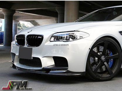 3D Style Carbon Fiber Front Bumper Add‑on Lip with Clear UV Coating Fits 2011‑2016 BMW F10 M5 Only
