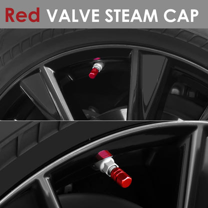 Hex Style Valve Caps with Mid Cut Outs - Red