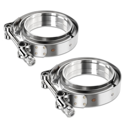 3" V-Band Clamp Set Stainless Steel Exhaust Flanges 2-Piece Kit